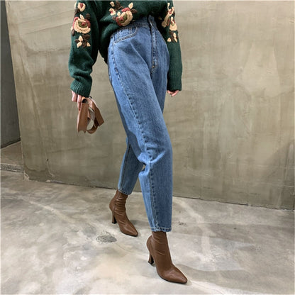 Harem Jeans Pants High Waist Loose Denim Jeans Female Buttons Trousers