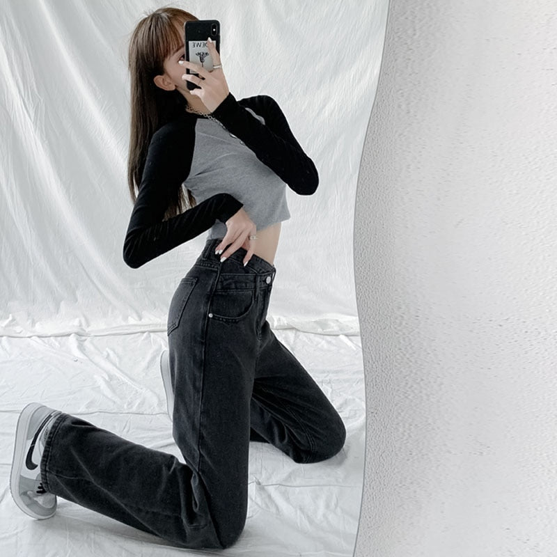 Jeans Women Wide Leg Pants Mom Femme High Waist Woman Trousers