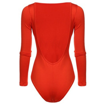Backless Long Sleeve Bodysuit Women Solid Slim Regular Bodysuits Sexy Hot Clothes