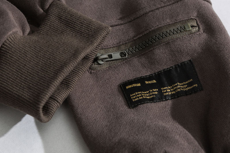 Zipper Pocket Smile Face Patchwork Fleece Hoodies Sweatshirts Streetwear