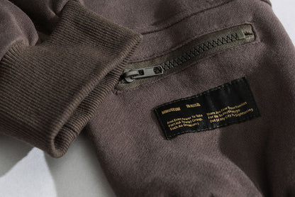 Zipper Pocket Smile Face Patchwork Fleece Hoodies Sweatshirts Streetwear