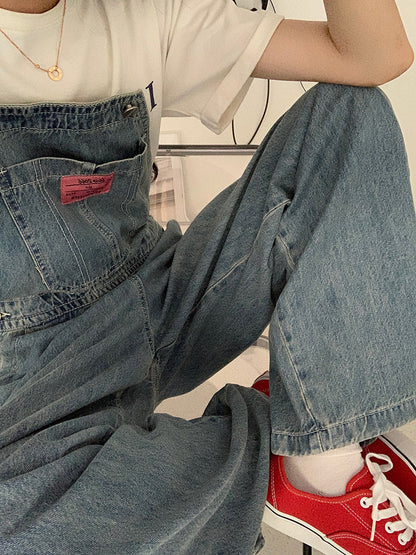 Casual Denim Jumpsuits Women Loose Overalls Baggy Wide Leg Rompers