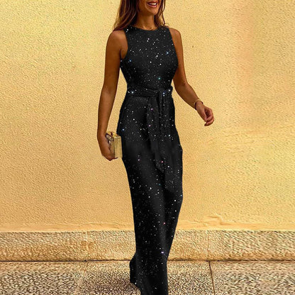 Women Sleeveless Sequin Glitter Shiny Jumpsuit Trousers Sexy Slim Fit Backless Romper