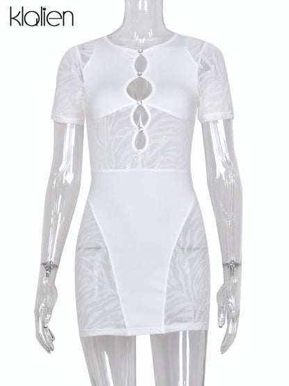 Cut Out Sexy Zebra Mesh Transparent Women&