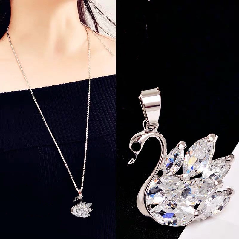 Collier Femme Long Gray Crystal Necklaces &amp; Pendants for Women Round Statement Necklace