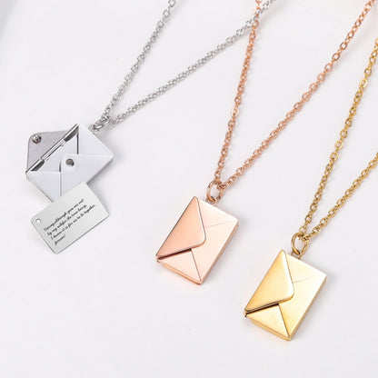 Personalized Custom Envelope Custom Photo Engraved Name Necklace Pendant