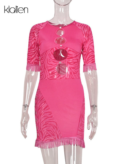 Cut Out Sexy Zebra Mesh Transparent Women&