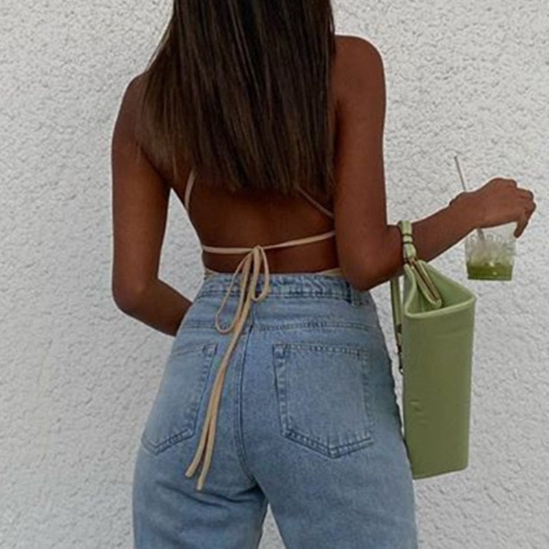Sleeveless Chic Fashion Mesh Ruched Halter Bodysuit Women Female Tie Up Backless Body Suit