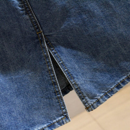Denim Skirts with Belt Casual Loose High Waist Mid Length Skirts