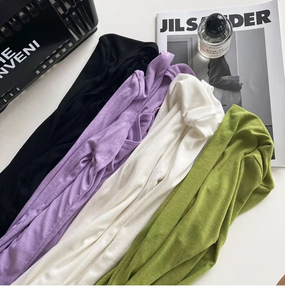 Long Sleeve Tops Women Candy Color Fake Two Piece Skinny T-shirts Female