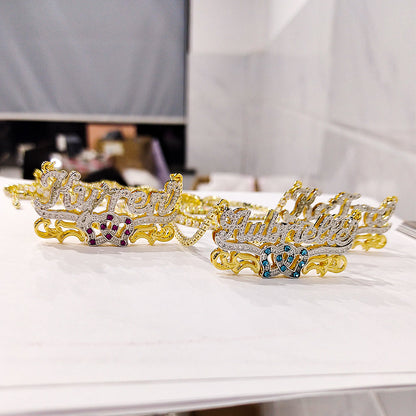 Custom mexican gold name necklace 3d nameplate necklace Birthstone