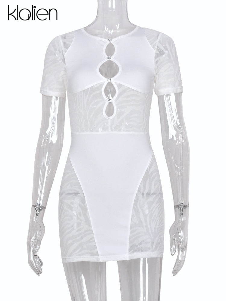Cut Out Sexy Zebra Mesh Transparent Women&