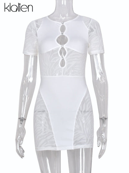 Cut Out Sexy Zebra Mesh Transparent Women&