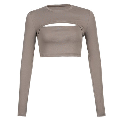 Hollow Knit Top Sweater Women Party Navel Slim Ribbed Summer Lady Shirts