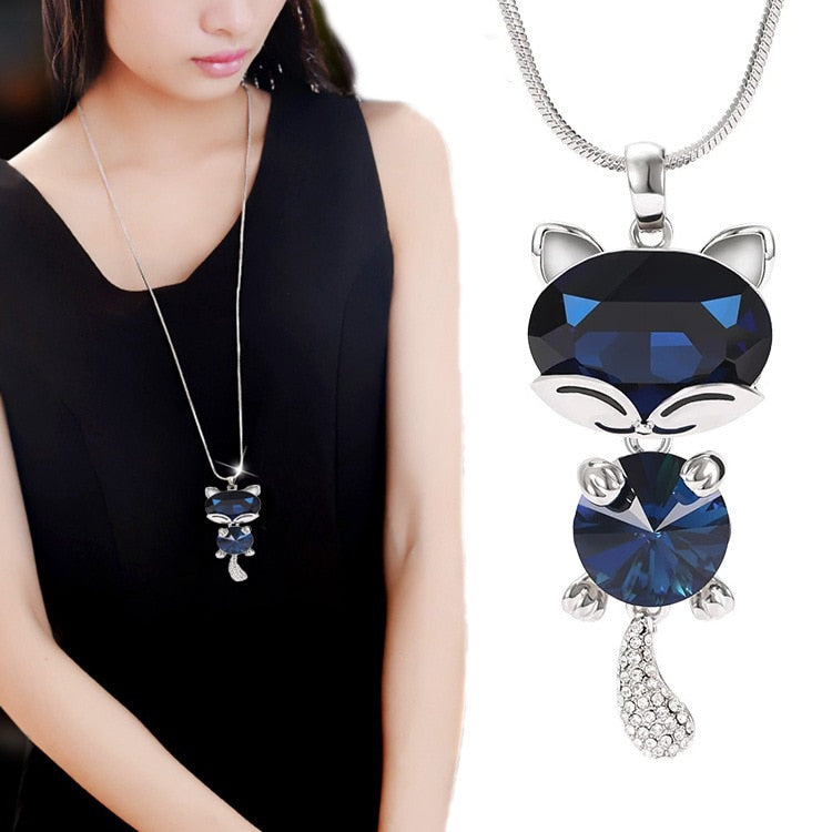Collier Femme Long Gray Crystal Necklaces &amp; Pendants for Women Round Statement Necklace