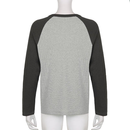 Patchwork T Shirt Knitted Harajuku Vintage Pullovers Casual Basic Kawaii Tee