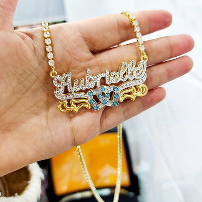 Custom mexican gold name necklace 3d nameplate necklace Birthstone