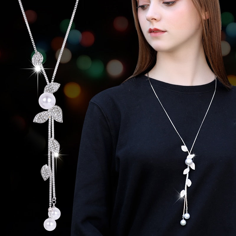 Collier Femme Long Gray Crystal Necklaces &amp; Pendants for Women Round Statement Necklace