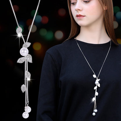Collier Femme Long Gray Crystal Necklaces &amp; Pendants for Women Round Statement Necklace