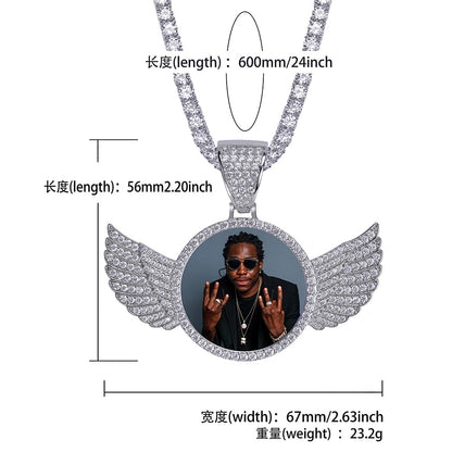 Custom Photo Memory Medallions Necklace With Tennis Chain With Cubic Zircon Chains