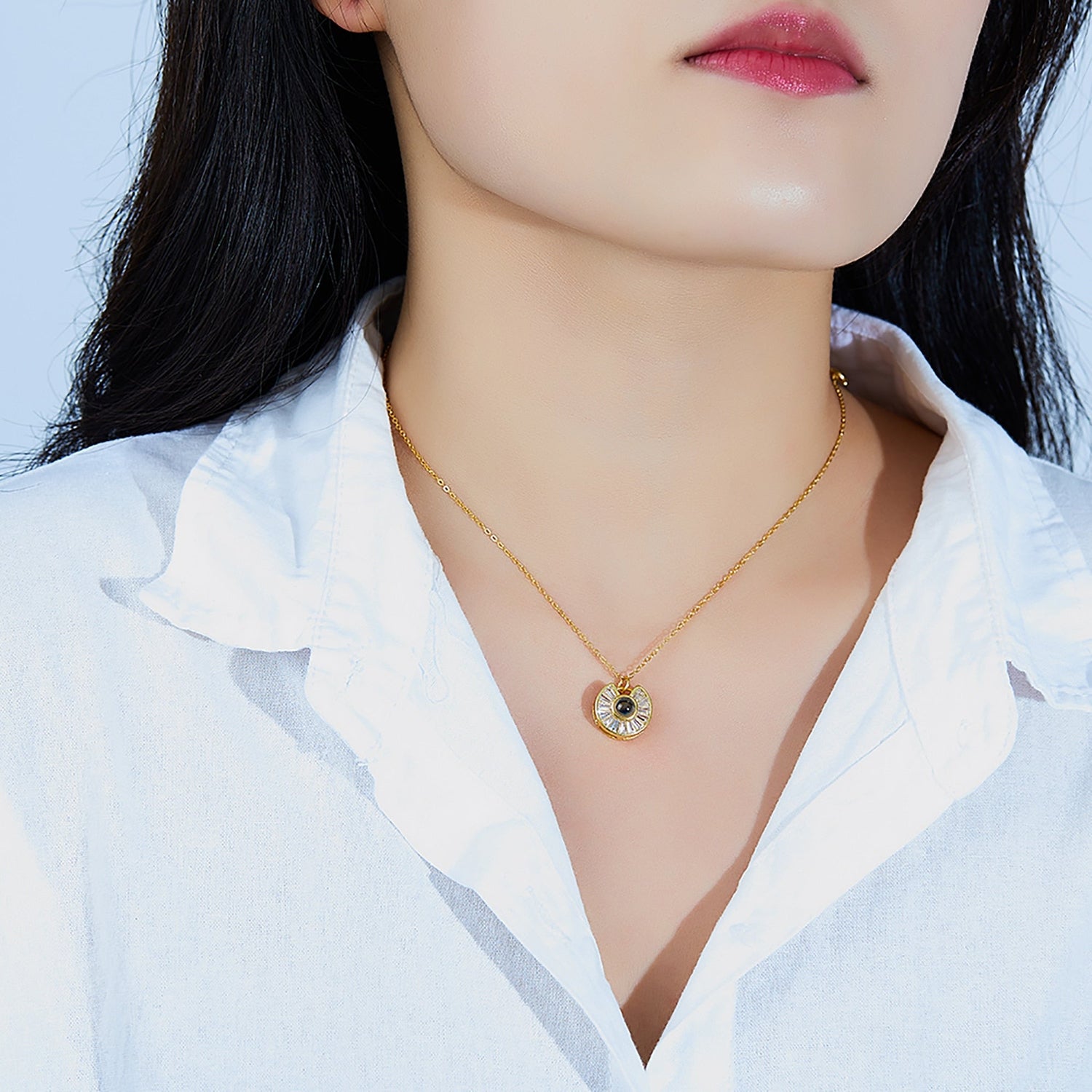 Custom Photo Necklace Flower Necklace Valentine&