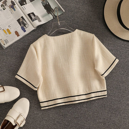Streetwear Two Piece Set Women Crop Top Shirt Blouse + Wide Leg Pant Suits Vintage Pants Sets