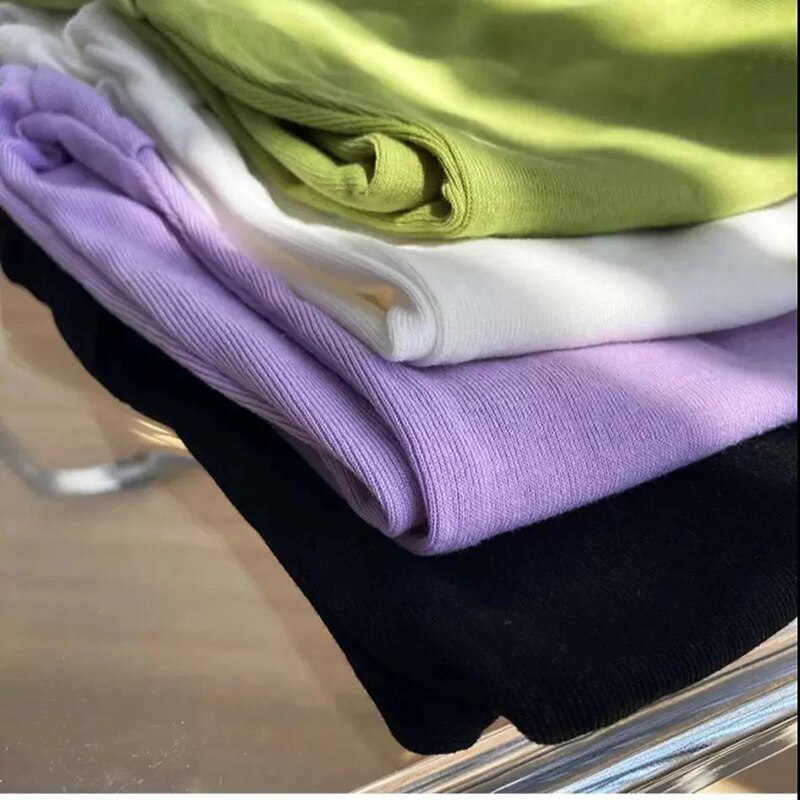 Long Sleeve Tops Women Candy Color Fake Two Piece Skinny T-shirts Female