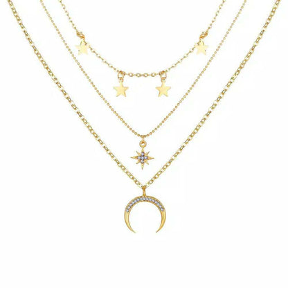 Multi Layer Lock Portrait Pendants Necklaces For Women Gold Metal Key Heart Necklace