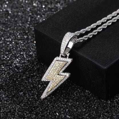 Full Zircon Lightning Necklace Hip Hop Party Locomotive Pendant Necklace