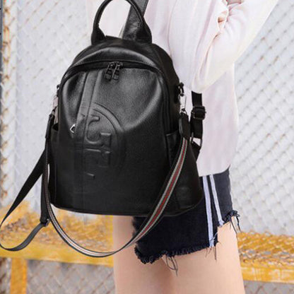 Genuine Real Cowhide Leather Backpack High Quality Women&