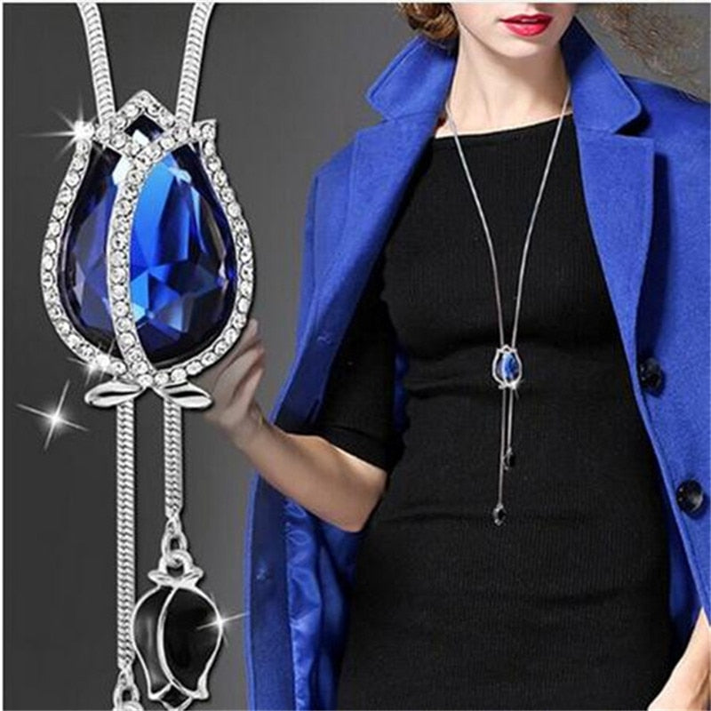 Long Necklaces&amp; Pendants for Women Collier Femme Geometric Fashion Crystal Jewelry