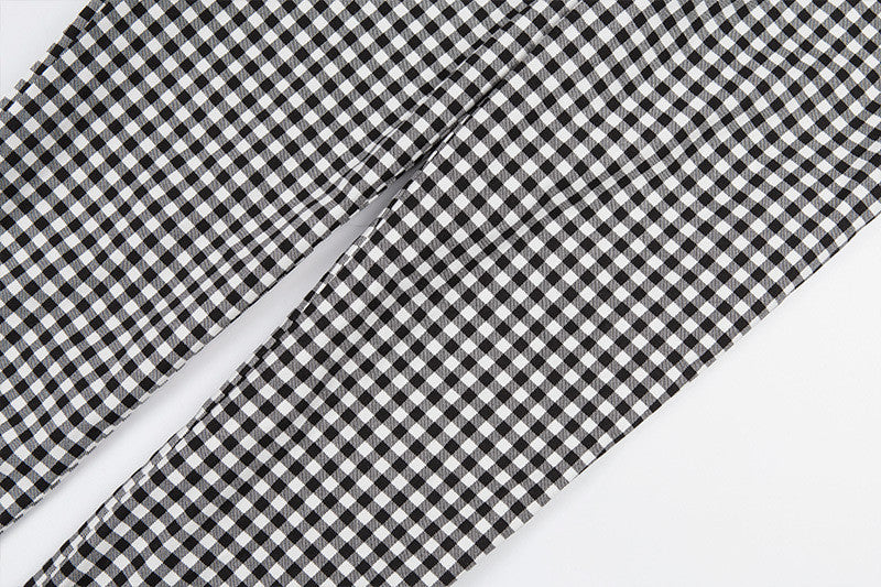 Women Straps Jumpsuits Ladies Summer Plaids Checked Playsuits Backless Outfits White&amp;Black
