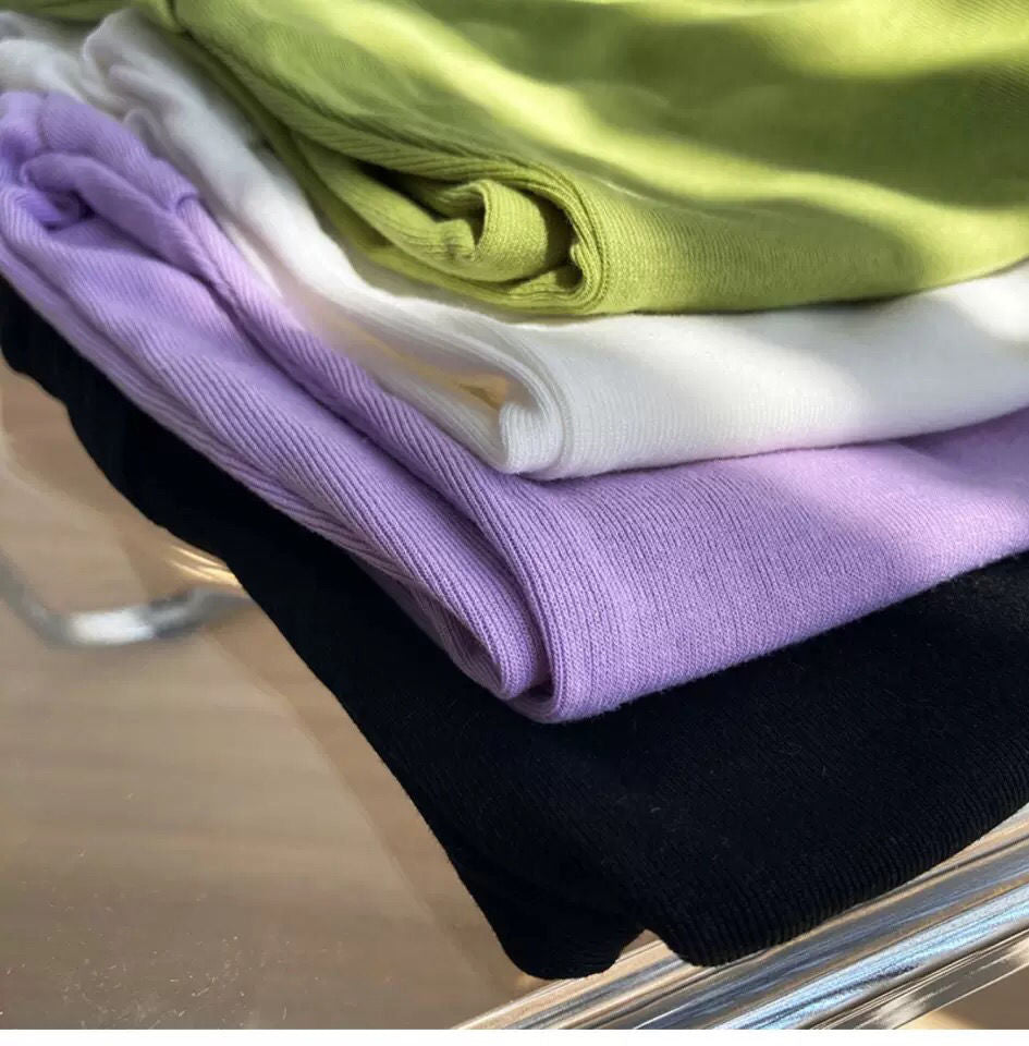 Long Sleeve Tops Women Candy Color Fake Two Piece Skinny T-shirts Female