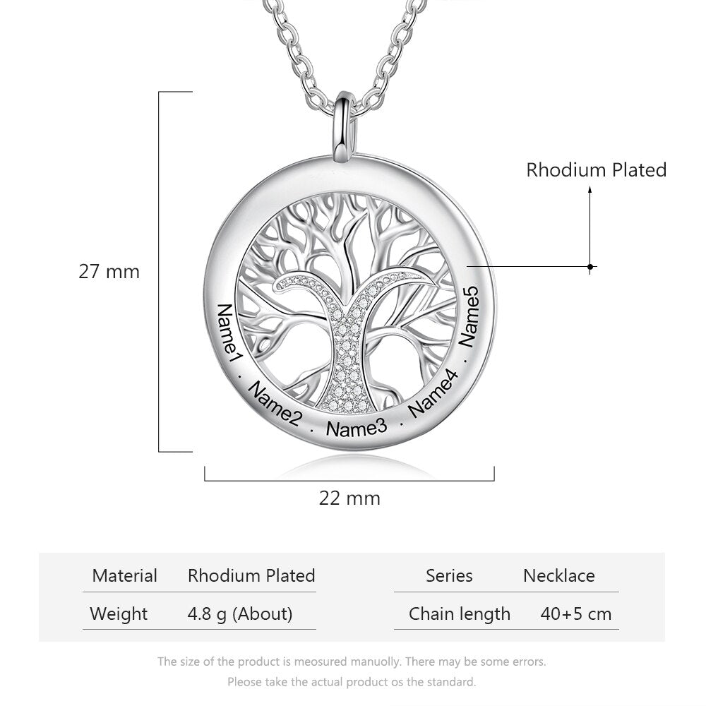 Tree Of Life Personalized Necklaces Family Jewelry Sliver Color Necklace&amp;Pendant