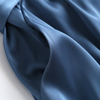 Autumn Fashion Women Elegant Satin Dress Long Sleeve Office Ladies Midi Dress