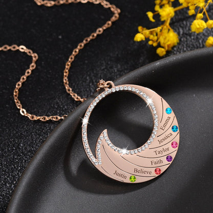 Personalized Name Necklace Pendant For Women Birthstone Crystal Necklaces Wave