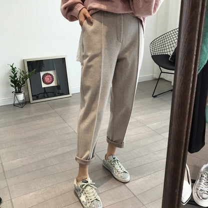Pencil Pants Wool Pants Female Autumn High Waist Loose Trousers Capris