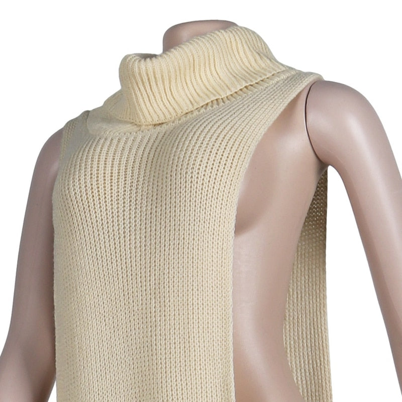 Knitted Side Split Sweater Dress Sleeveless Spring Clothes for Women Y2k Outfits Long Maxi Dresses
