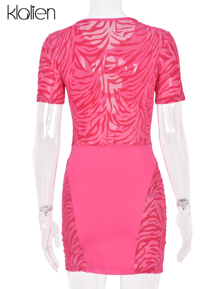 Cut Out Sexy Zebra Mesh Transparent Women&