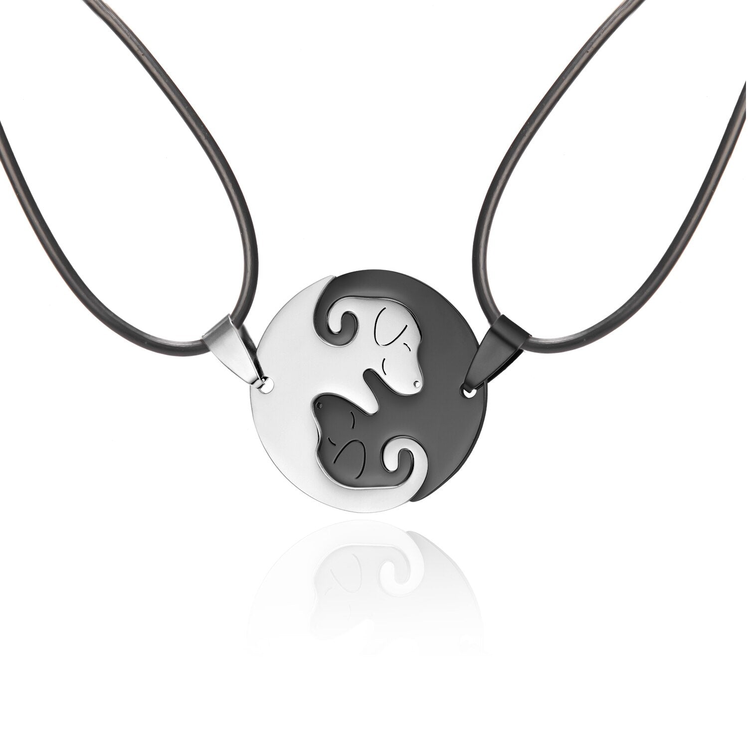 Black White Couple dog Necklace Animal Puppy Pendant Choker Necklaces Lover Valentine&
