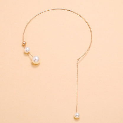 Big White Imitation Pearl Choker Necklace  Clavicle Chain Fashion Necklace