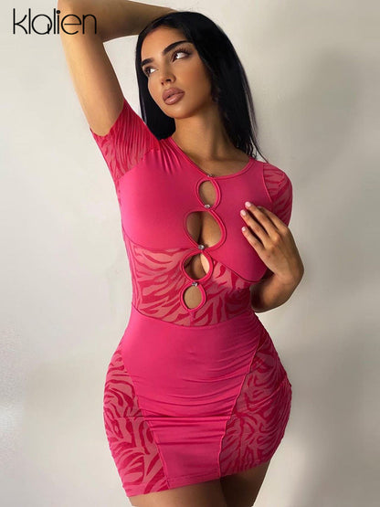 Cut Out Sexy Zebra Mesh Transparent Women&