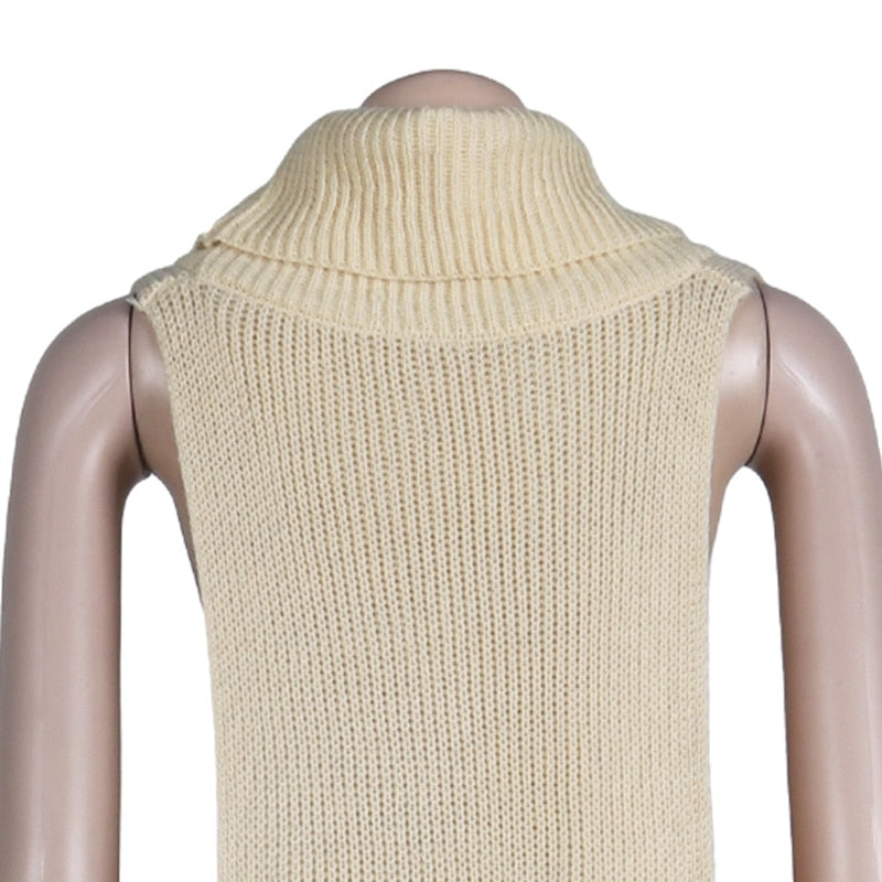 Knitted Side Split Sweater Dress Sleeveless Spring Clothes for Women Y2k Outfits Long Maxi Dresses
