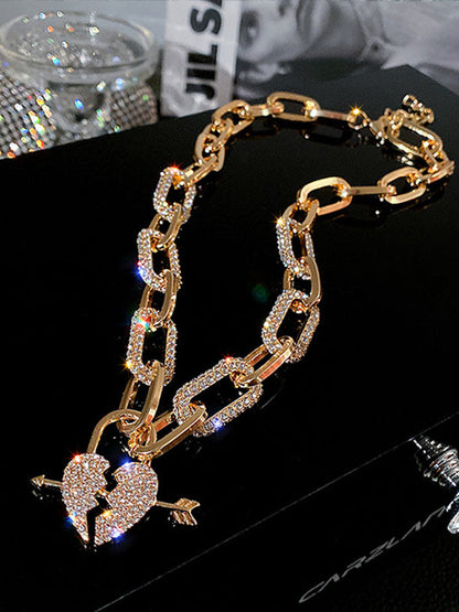 Metal Love Heart Cupid Pendants Female Clavicle Chain Light Luxury Niche Design Necklace