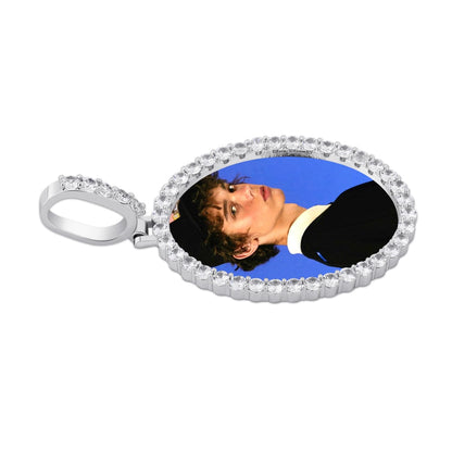 Custom Photo Pendant Oval Medal Pendant Ice Zircon Pendant Necklace Fashion Hip Hop Jewelry