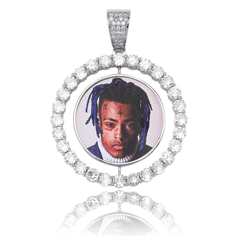 Custom Made Photo Rotating double-sided Medallions Pendant Necklace Men&