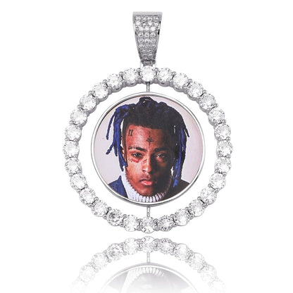 Custom Made Photo Rotating double-sided Medallions Pendant Necklace Men&
