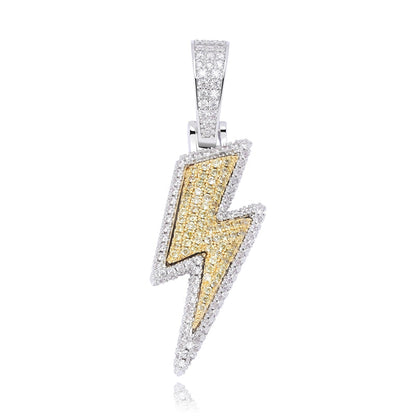 Iced Out Bling Lightning Pendants With Tennis Chain Copper Material Men&