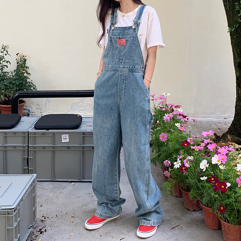 Casual Denim Jumpsuits Women Loose Overalls Baggy Wide Leg Rompers