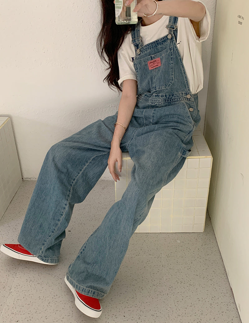 Casual Denim Jumpsuits Women Loose Overalls Baggy Wide Leg Rompers
